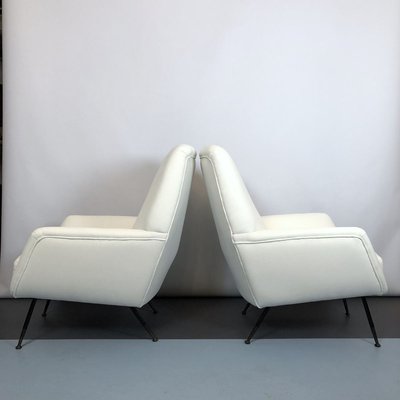 Italian White Velvet Armchairs, 1950s, Set of 2-OT-857403