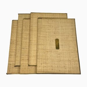 Italian Wicker & Brass File Folders, 1960s, Set of 5-LYQ-1171463