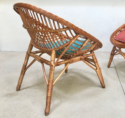 Italian Wicker Rattan Lounge Chair, 1950s-JP-762312