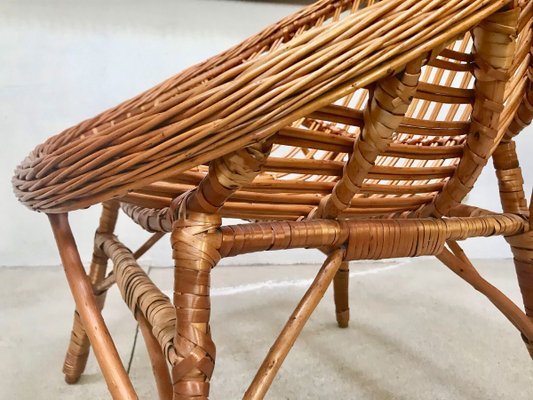 Italian Wicker Rattan Lounge Chair, 1950s-JP-762312