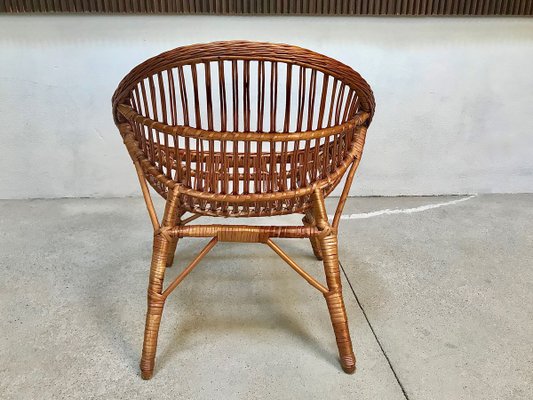 Italian Wicker Rattan Lounge Chair, 1950s-JP-762312