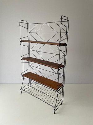 Italian Wire Structured Self-Standing Shelf Unit with 3 Shelves and 1 Magazine Rack, Italy, 1960s-RDS-1739487