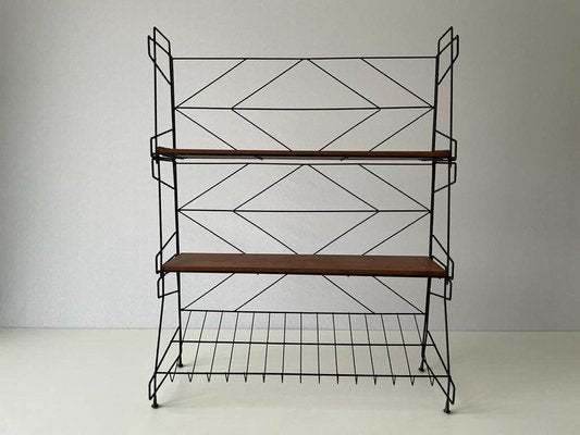 Italian Wire Structured Self-Standing Shelf Unit with 3 Shelves and 1 Magazine Rack, Italy, 1960s-RDS-1739487