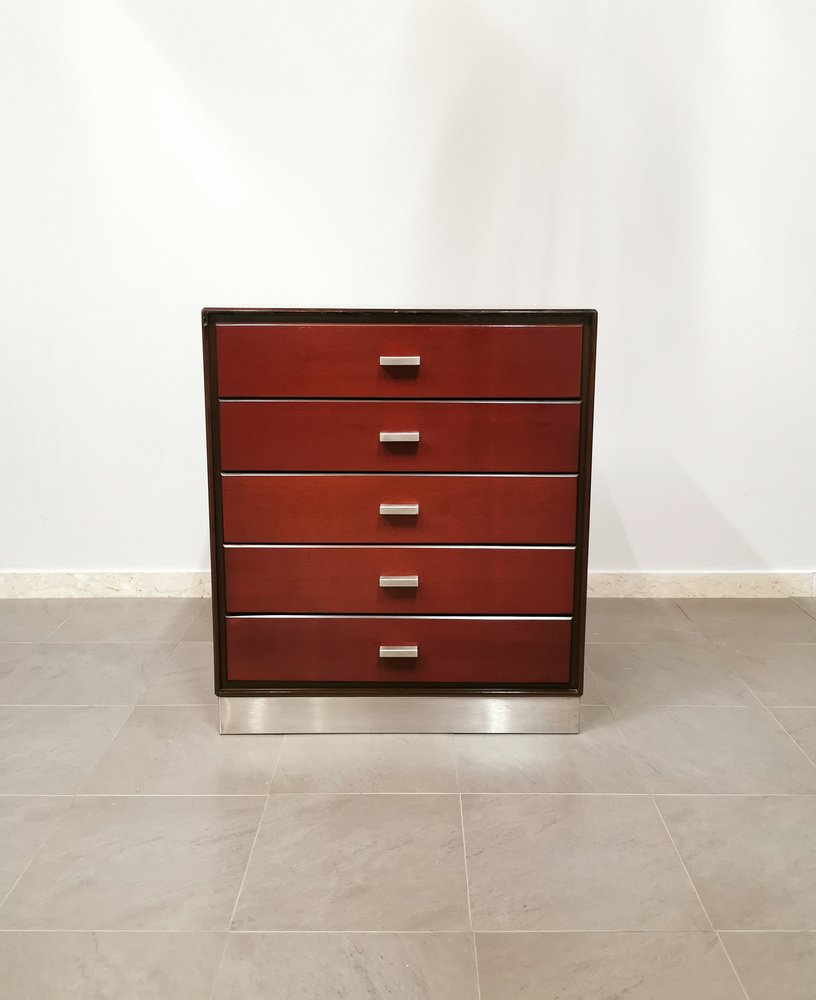 Italian Wood and Aluminum Buffets and 1 Chest of Drawers by Gianni Moscatelli for Formanova, 1970s, Set of 3