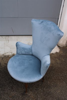 Italian Wood and Avio Velvet Lounge Chairs, 1950s, Set of 2-EH-705758