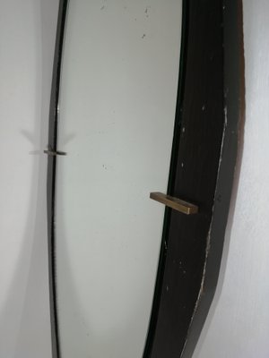 Italian Wood and Brass Mirror by Santambrogio and De Berti, 1950s-HNE-1154018