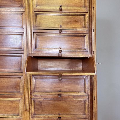 Italian Wood and Brass Office Archive Dresser with 20 Drawers, 1940s-GDD-1757583