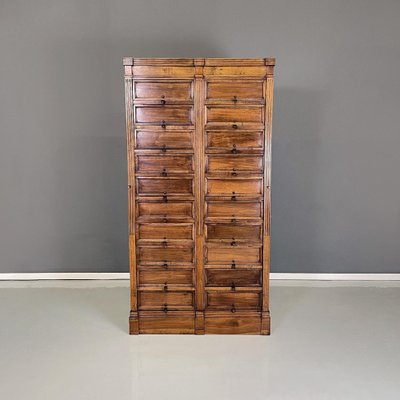 Italian Wood and Brass Office Archive Dresser with 20 Drawers, 1940s-GDD-1757583