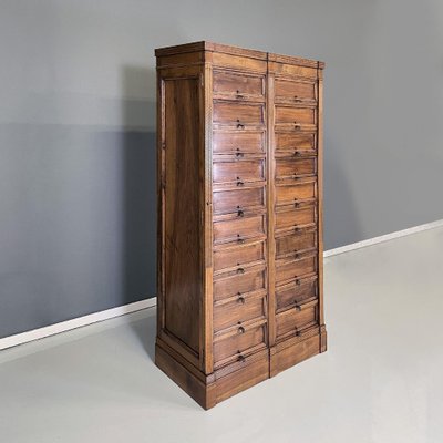 Italian Wood and Brass Office Archive Dresser with 20 Drawers, 1940s-GDD-1757583