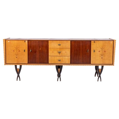 Italian Wood and Brass Sideboard by Paolo Buffa-RCE-1099547