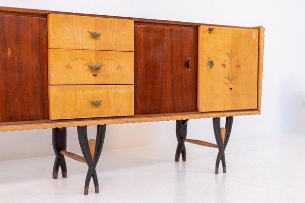 Italian Wood and Brass Sideboard by Paolo Buffa-RCE-1099547