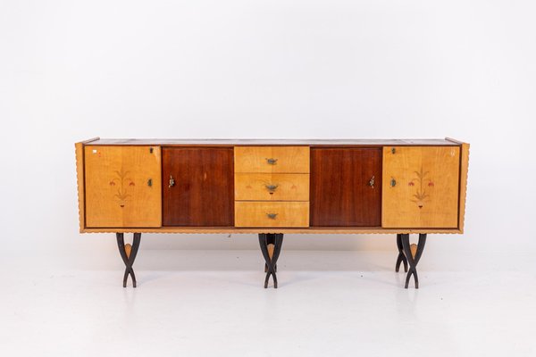 Italian Wood and Brass Sideboard by Paolo Buffa-RCE-1099547