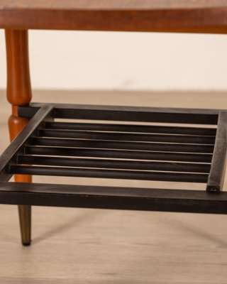 Italian Wood and Brass Table, 1960s-IUC-1811106