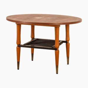 Italian Wood and Brass Table, 1960s-IUC-1811106