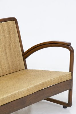 Italian Wood and Rattan Rationalist Loveseat, 1920s-RCE-1412076