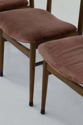 Italian Wood and Velvet Chairs, 1950s, Set of 5-RCE-1733920