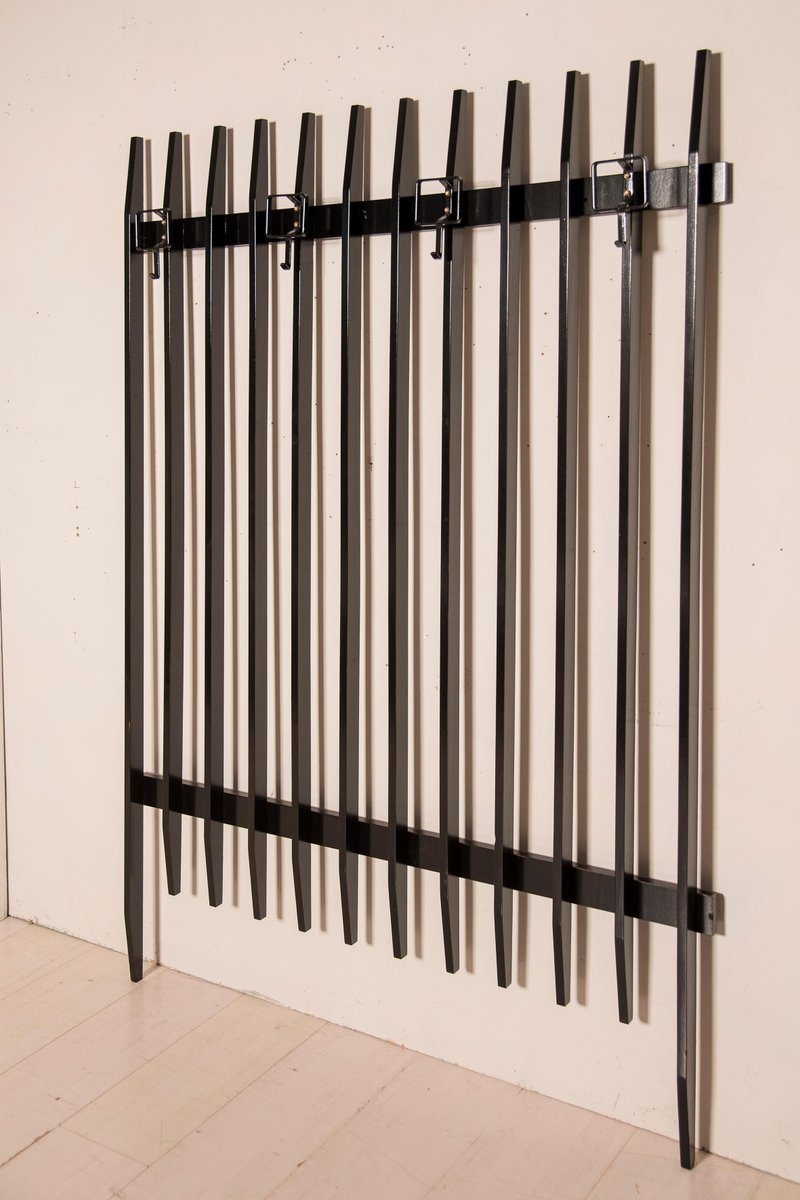 Italian Wood Black Lacquered Coat Rack, 1960s