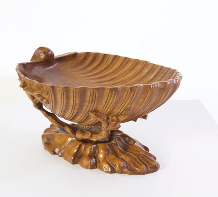 Italian Wood Clam Shell Bowl-FO-1357526