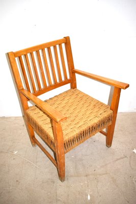 Italian Wood & Cord Lounge Chairs, 1940s, Set of 2-AOL-861439