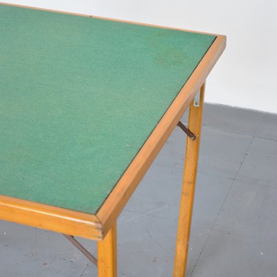 Italian Wood & Fabric Game Table, 1960s-JQO-872601