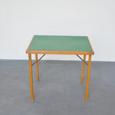 Italian Wood & Fabric Game Table, 1960s-JQO-872601