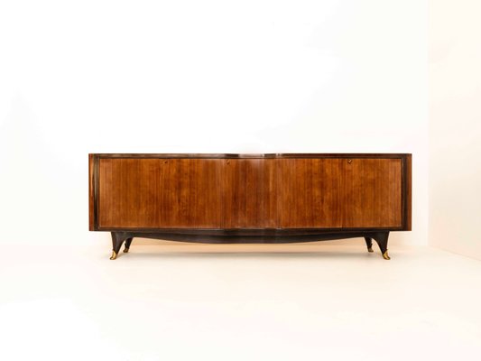 Italian Wood, Glass and Brass Credenza by Vittorio Dassi, 1950s-UQV-1167985