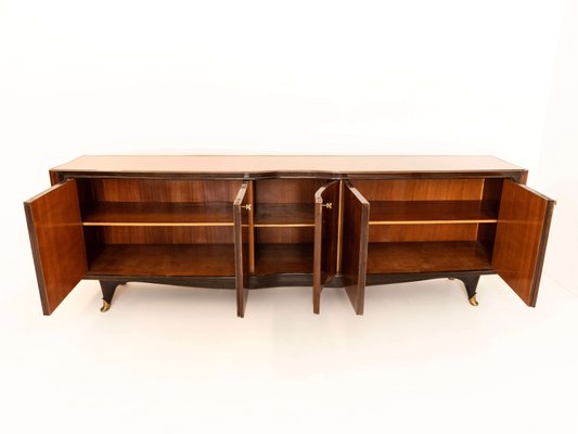 Italian Wood, Glass and Brass Credenza by Vittorio Dassi, 1950s-UQV-1167985