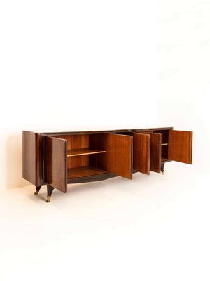 Italian Wood, Glass and Brass Credenza by Vittorio Dassi, 1950s-UQV-1167985