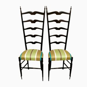 Italian Wood with High Backrest Chiavari Chairs in the Style of Paolo Buffa, Set of 2-QRS-1254441