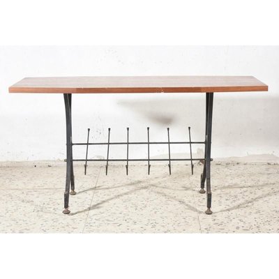 Italian Wooden and Iron Coffee Table, 1960s-RAQ-750692