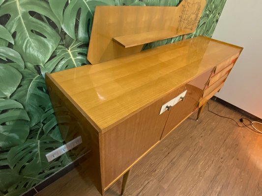 Italian Wooden Board Formica Brass Sideboard in the Style of Gio Ponti, 1950s-PYR-1107655