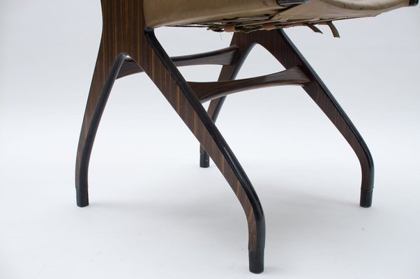 Italian Wooden Chair with Leather Cover, 1960s-KQB-986311