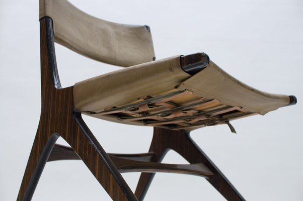 Italian Wooden Chair with Leather Cover, 1960s-KQB-986311