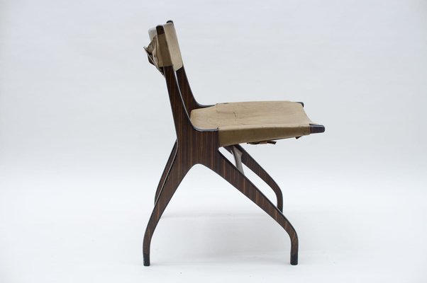 Italian Wooden Chair with Leather Cover, 1960s-KQB-986311