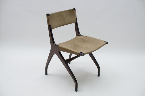 Italian Wooden Chair with Leather Cover, 1960s-KQB-986311