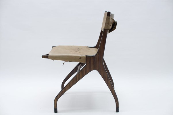 Italian Wooden Chair with Leather Cover, 1960s-KQB-986311