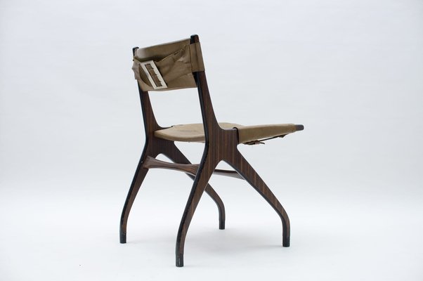 Italian Wooden Chair with Leather Cover, 1960s-KQB-986311