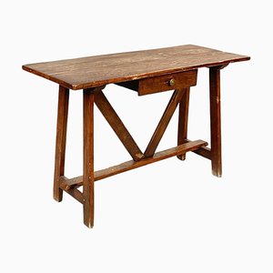 Italian Wooden Fratino Table with a Drawer, 1900s-GDD-1416747