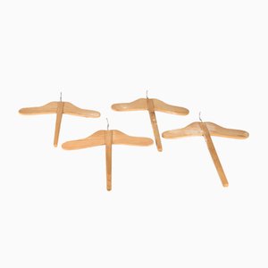 Italian Wooden Hangers, 1940s, Set of 4-RAQ-380656