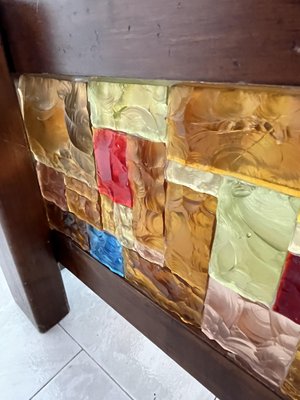 Italian Wooden Lights and Multicolor Mosaic Glass Table, 1980s-YST-1768664