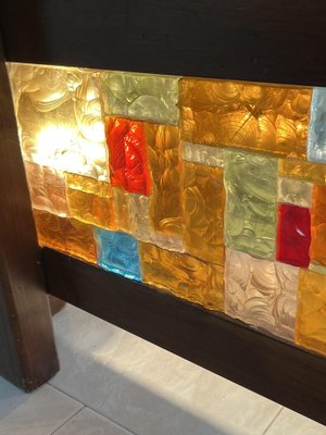 Italian Wooden Lights and Multicolor Mosaic Glass Table, 1980s-YST-1768664