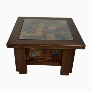 Italian Wooden Lights and Multicolor Mosaic Glass Table, 1980s-YST-1768664