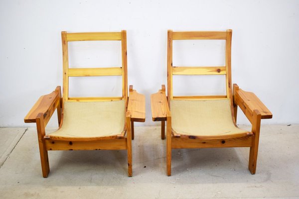 Italian Wooden Lounge Chairs, 1970s, Set of 2-AOL-767691