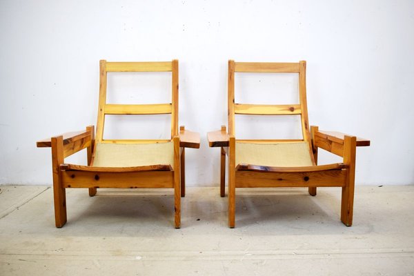 Italian Wooden Lounge Chairs, 1970s, Set of 2-AOL-767691