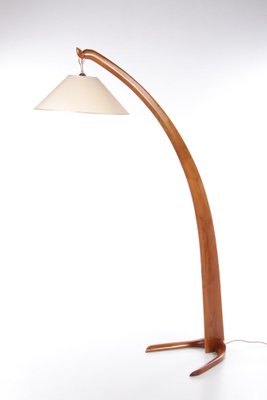 Italian Wooden Minimalist Arc Floor Lamp, 1950s-EZZ-1342092