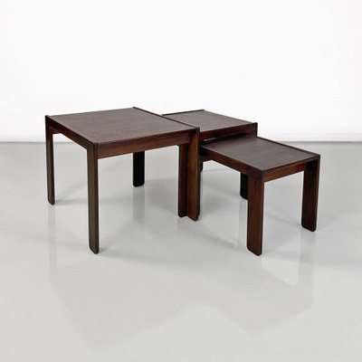 Italian Wooden Removable Coffee Tables by Afra and Tobia Scarpa for Cassina, 1965, Set of 3-GDD-1770754