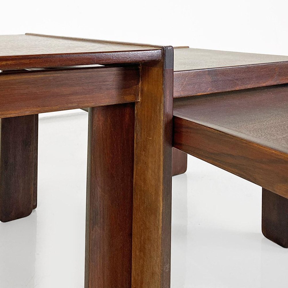 Italian Wooden Removable Coffee Tables by Afra and Tobia Scarpa for Cassina, 1965, Set of 3