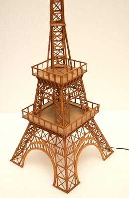 Italian Wooden Tour Eiffel Sculpture with Light, 1960s-HS-590222