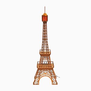 Italian Wooden Tour Eiffel Sculpture with Light, 1960s-HS-590222