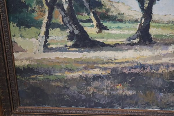 Italian Woodland Landscape Painting, 1920s, Oil on Canvas, Framed-DCO-1192354